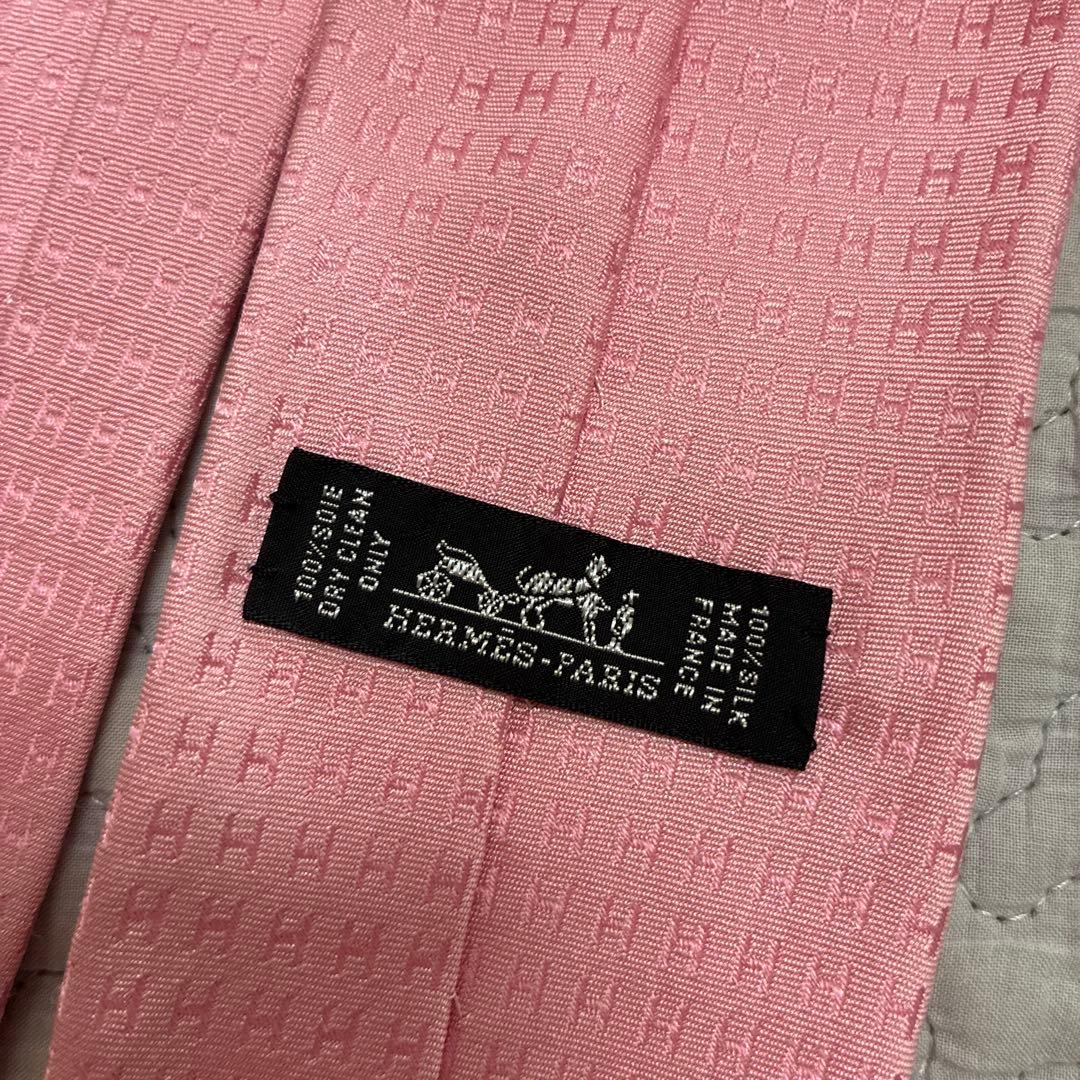 HERMES Hパターン ピンク ネクタイ