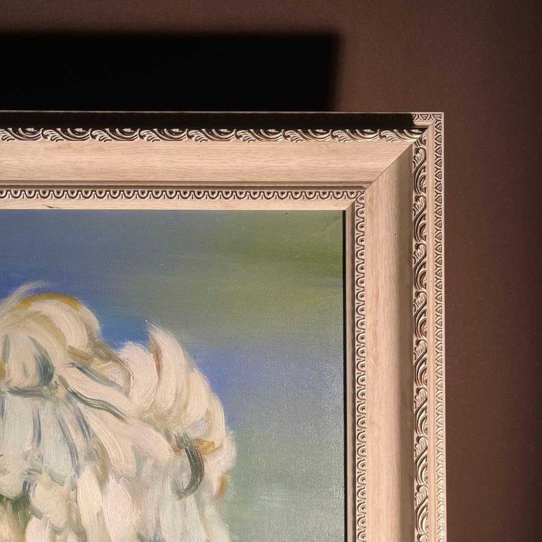 ★秀作★手書き油絵 ルノワール レース帽子の少女 額付 肉筆絵画 油彩画