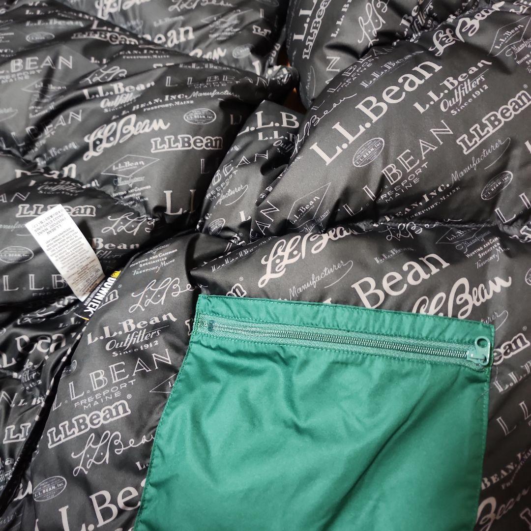 SY24L.L.Bean ダウンベスト MXL　ロゴ総柄裏地 ダウンテック