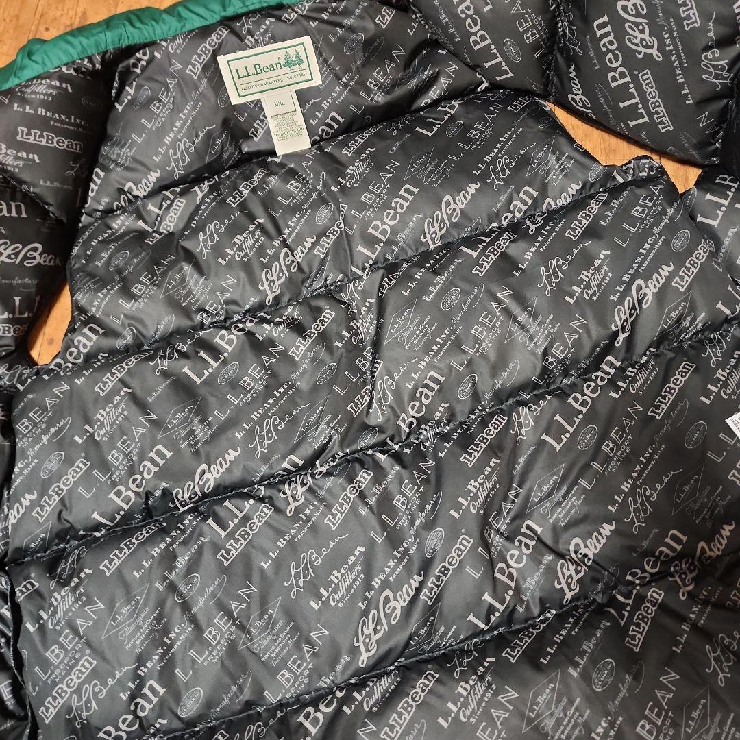 SY24L.L.Bean ダウンベスト MXL　ロゴ総柄裏地 ダウンテック