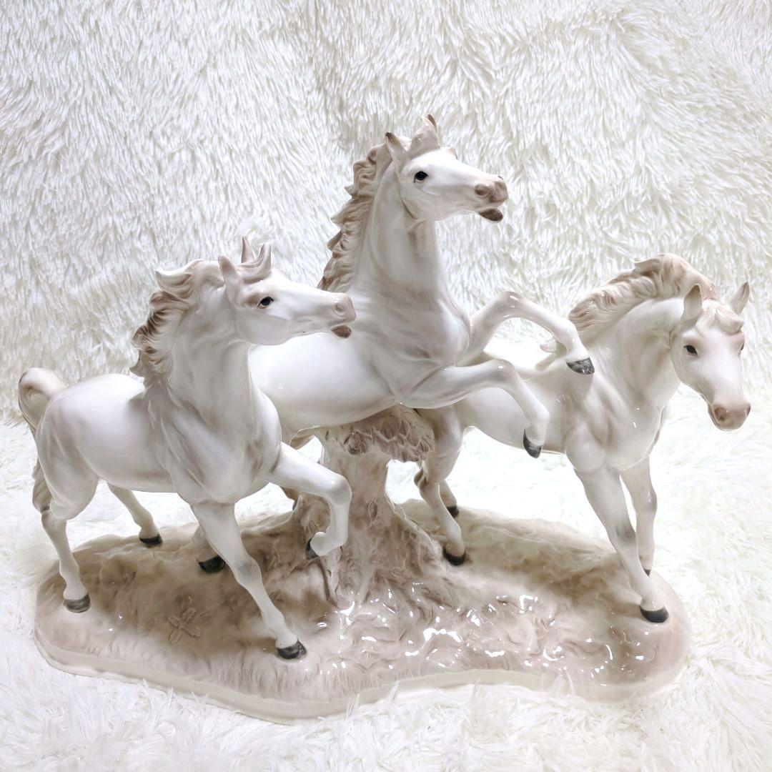 アルトマン ECHT ALTMANN 白馬 3頭 オブジェ置物　馬・ホース　陶器