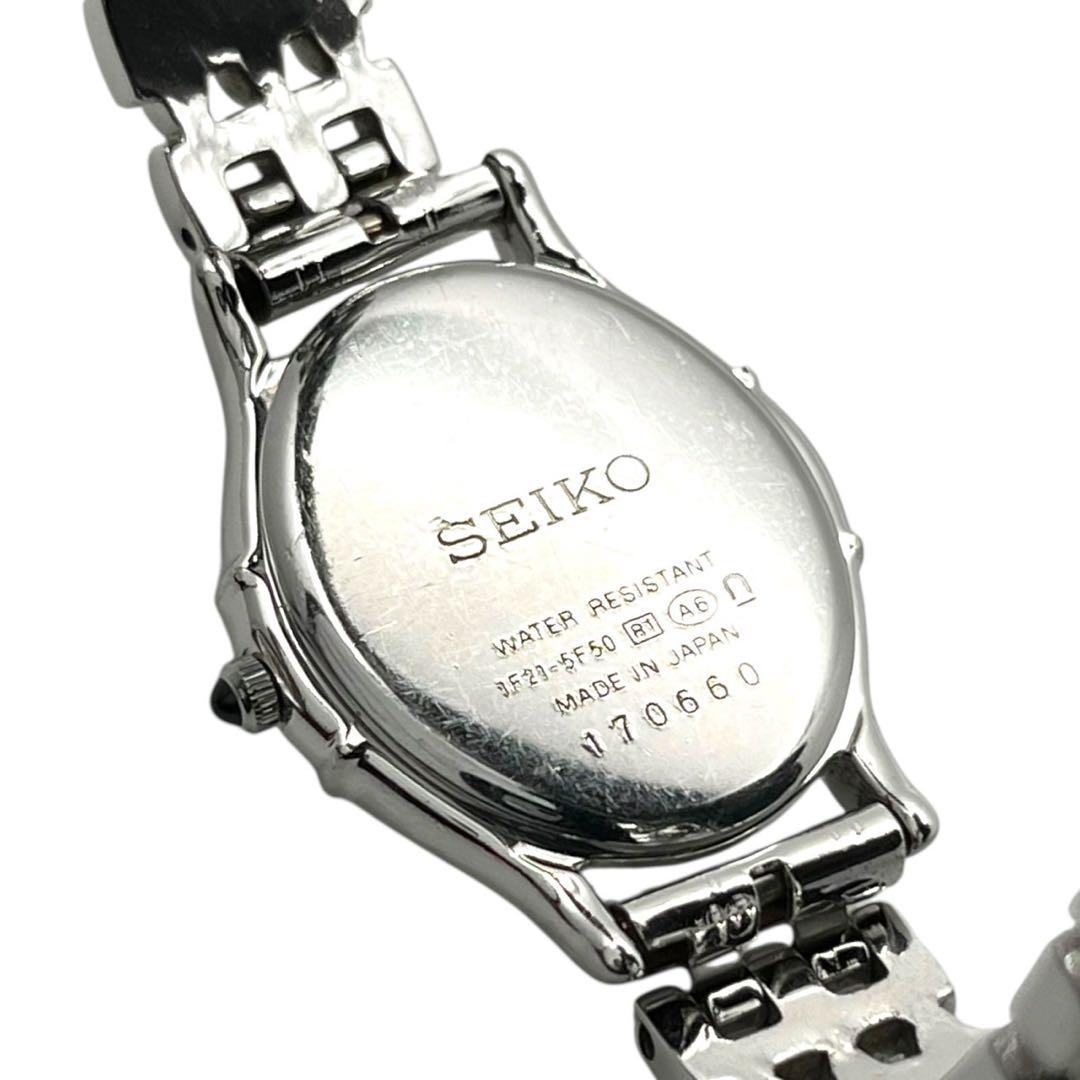 【稼動】セイコー エクセリーヌ 6Pダイヤ オーバル シェル 腕時計 1184