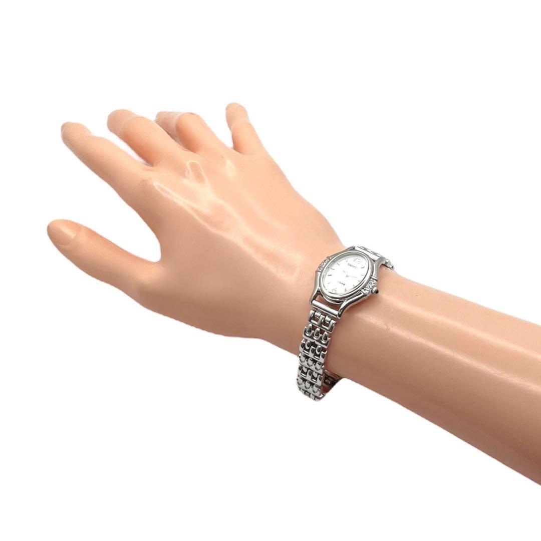 【稼動】セイコー エクセリーヌ 6Pダイヤ オーバル シェル 腕時計 1184