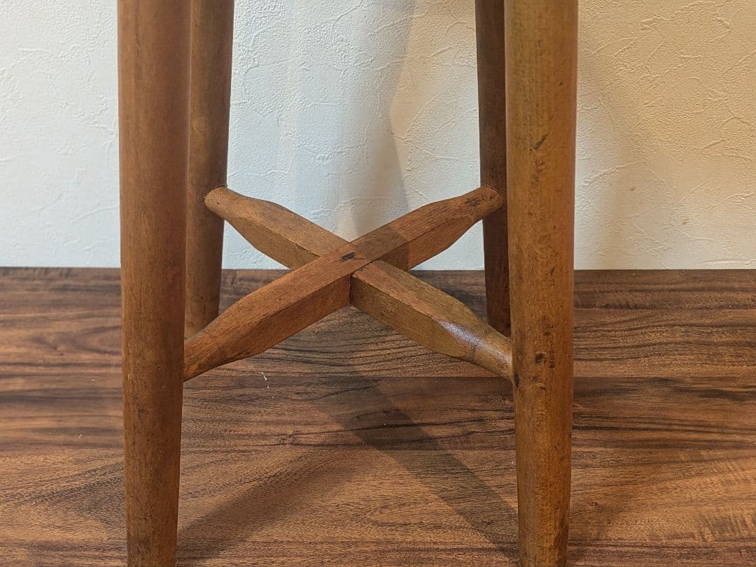 【アンティーク】木製　丸スツール　丸椅子　フラワーベース　レトロ