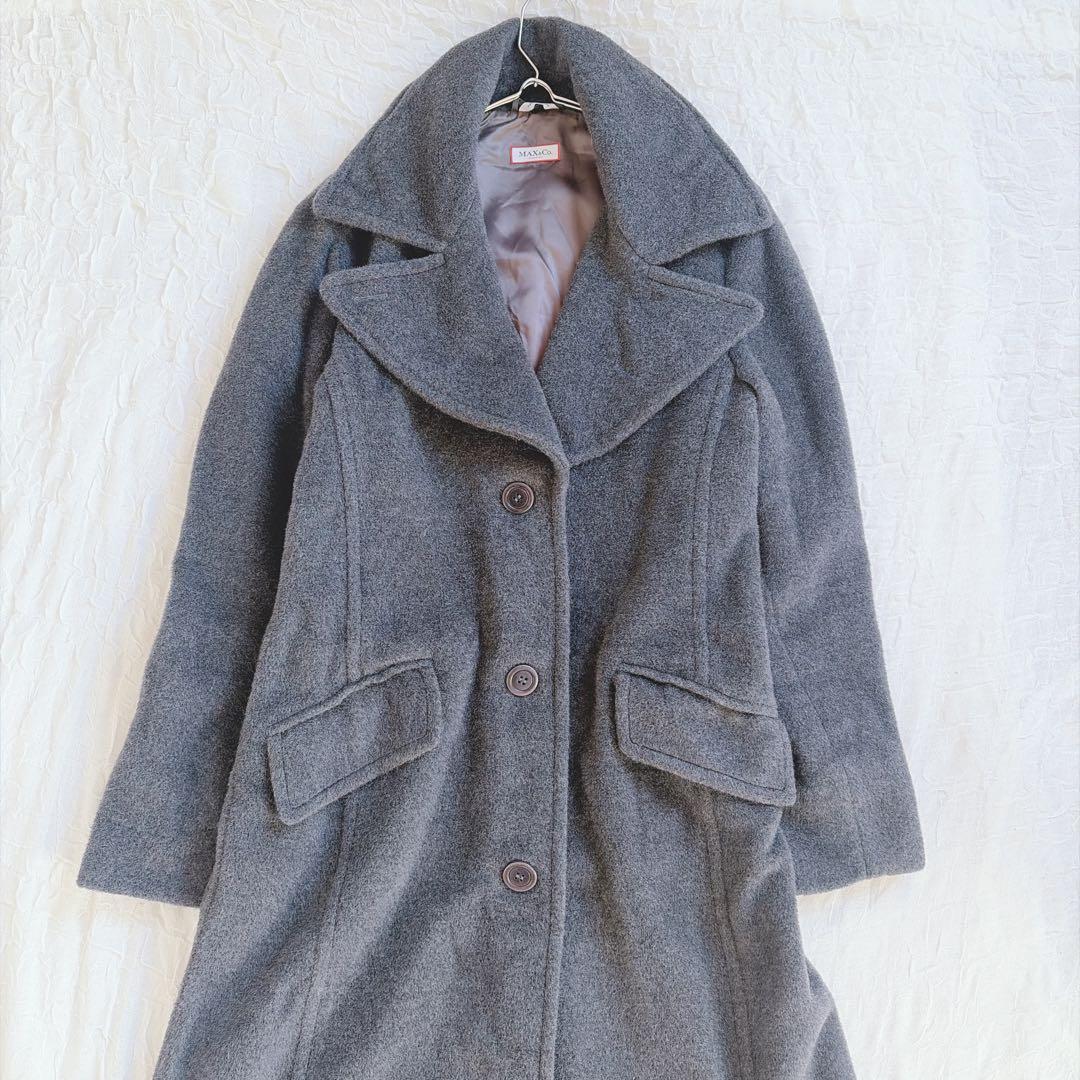 【マックスアンドコー】カシミヤ混 マキシ丈 女優襟 ゆったり ロングコート
