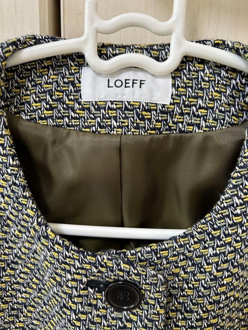 【12/31まで】＜LOEFF＞フリンジ ツイード ノーカラージャケット