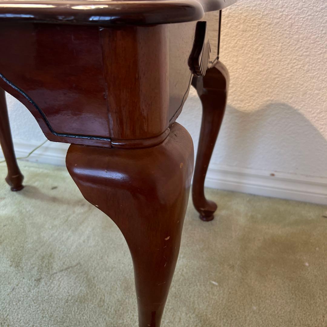 英国調アンティーク木製猫足サイドテーブル ダークブラウン