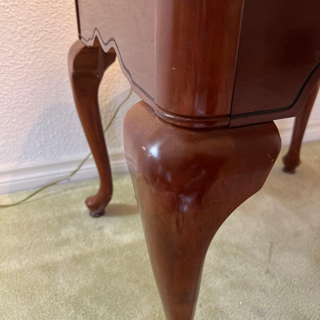 英国調アンティーク木製猫足サイドテーブル ダークブラウン