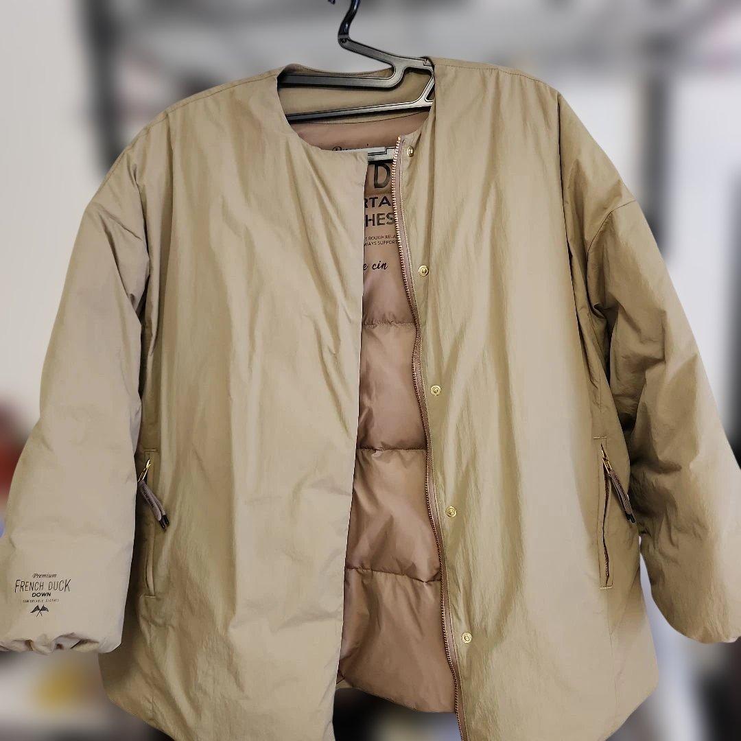 French Duck ノーカラーダウンジャケット iroiro です売切