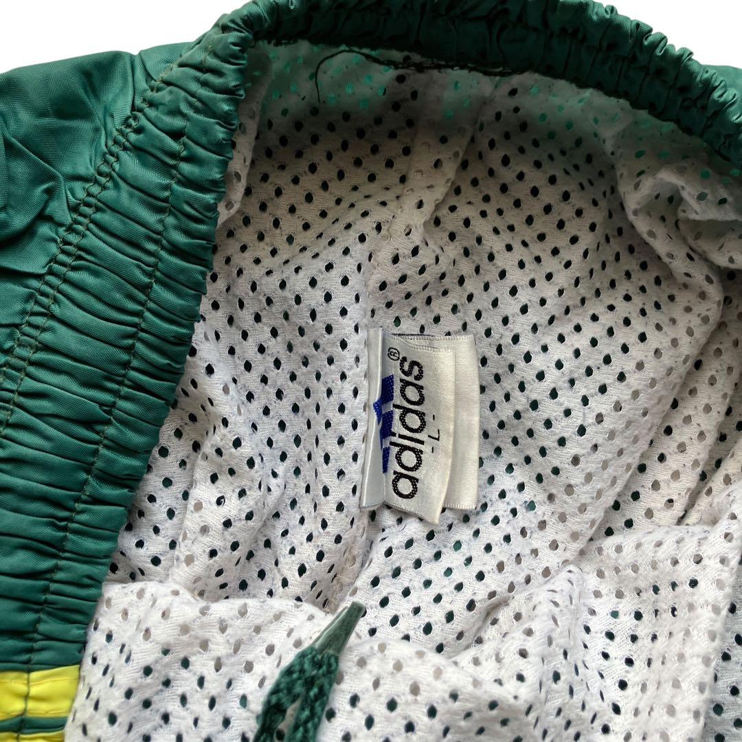 極太90s old adidas バギーナイロントラックパンツ ヴィンテージ緑黄