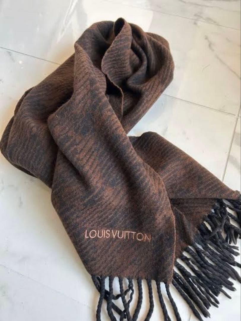 LOUIS VUITTON カシミヤマフラー ブラウン系