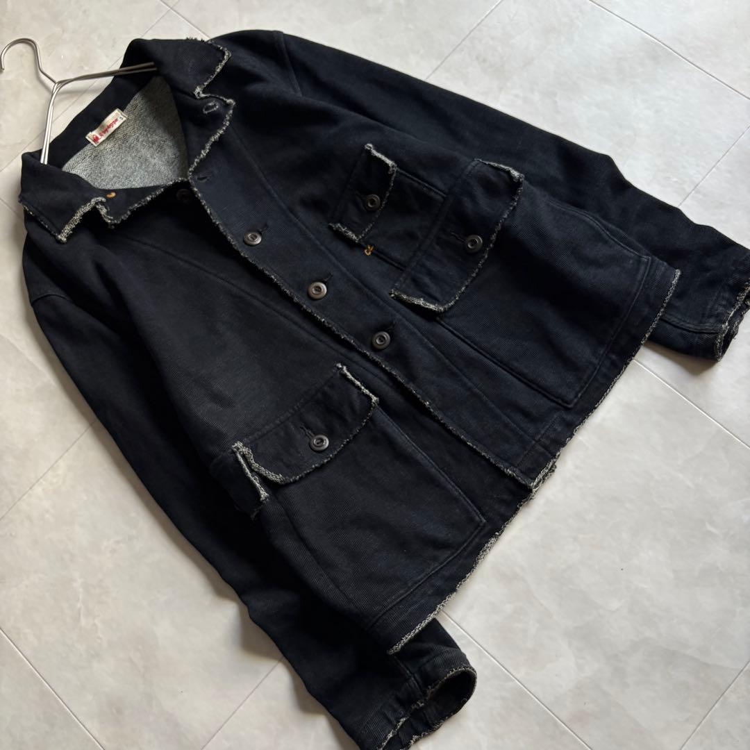R by 45rpm インディゴ染め カバーオール 黒 3 コットン100
