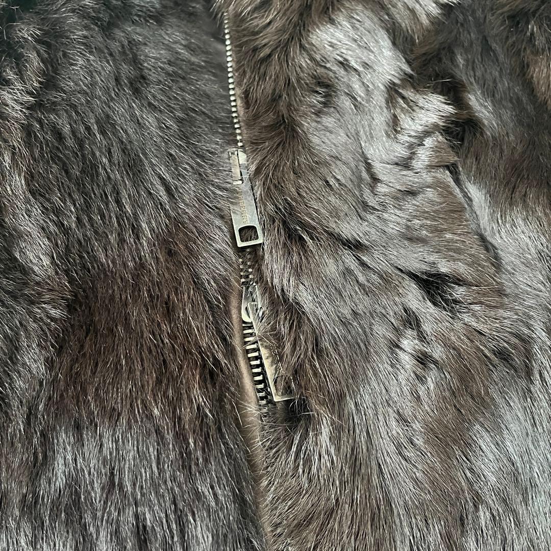 美品♡バーバリー ラムファー ジャケット コート 裏地ロゴ リアルファー US6