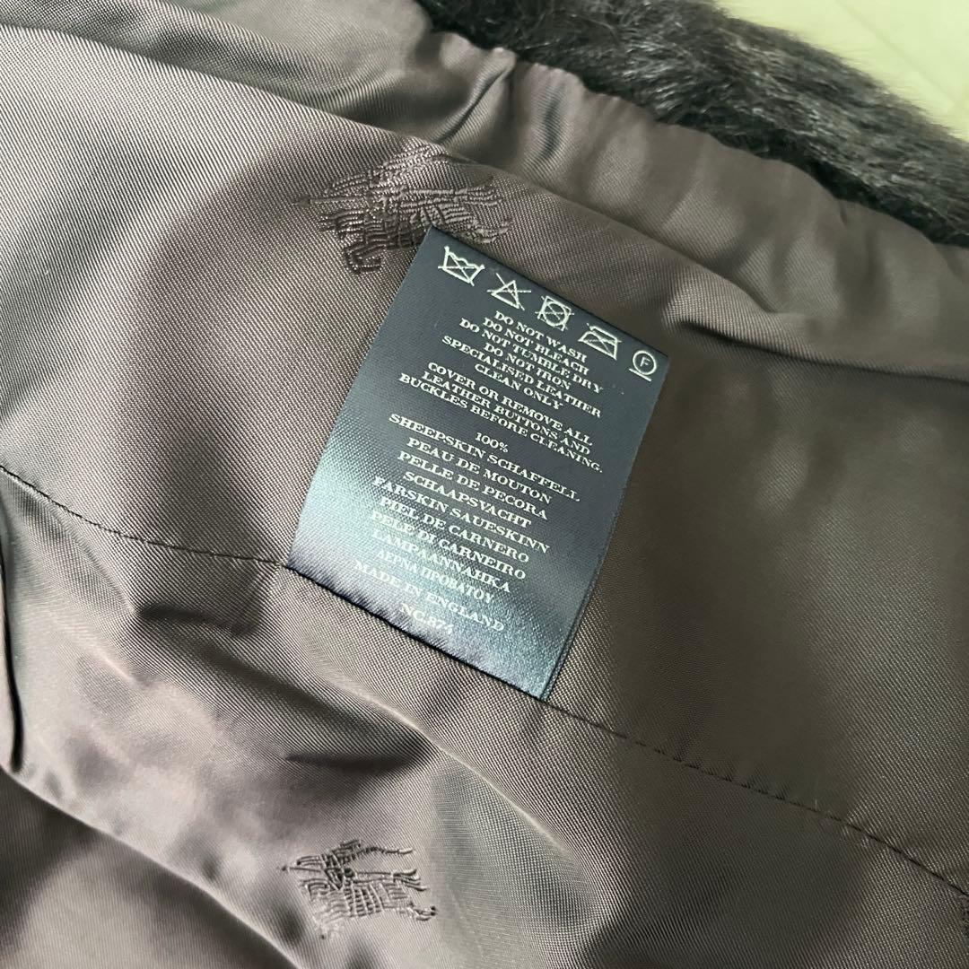 美品♡バーバリー ラムファー ジャケット コート 裏地ロゴ リアルファー US6