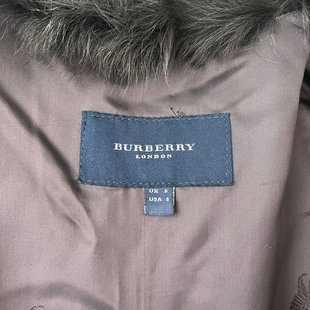 美品♡バーバリー ラムファー ジャケット コート 裏地ロゴ リアルファー US6