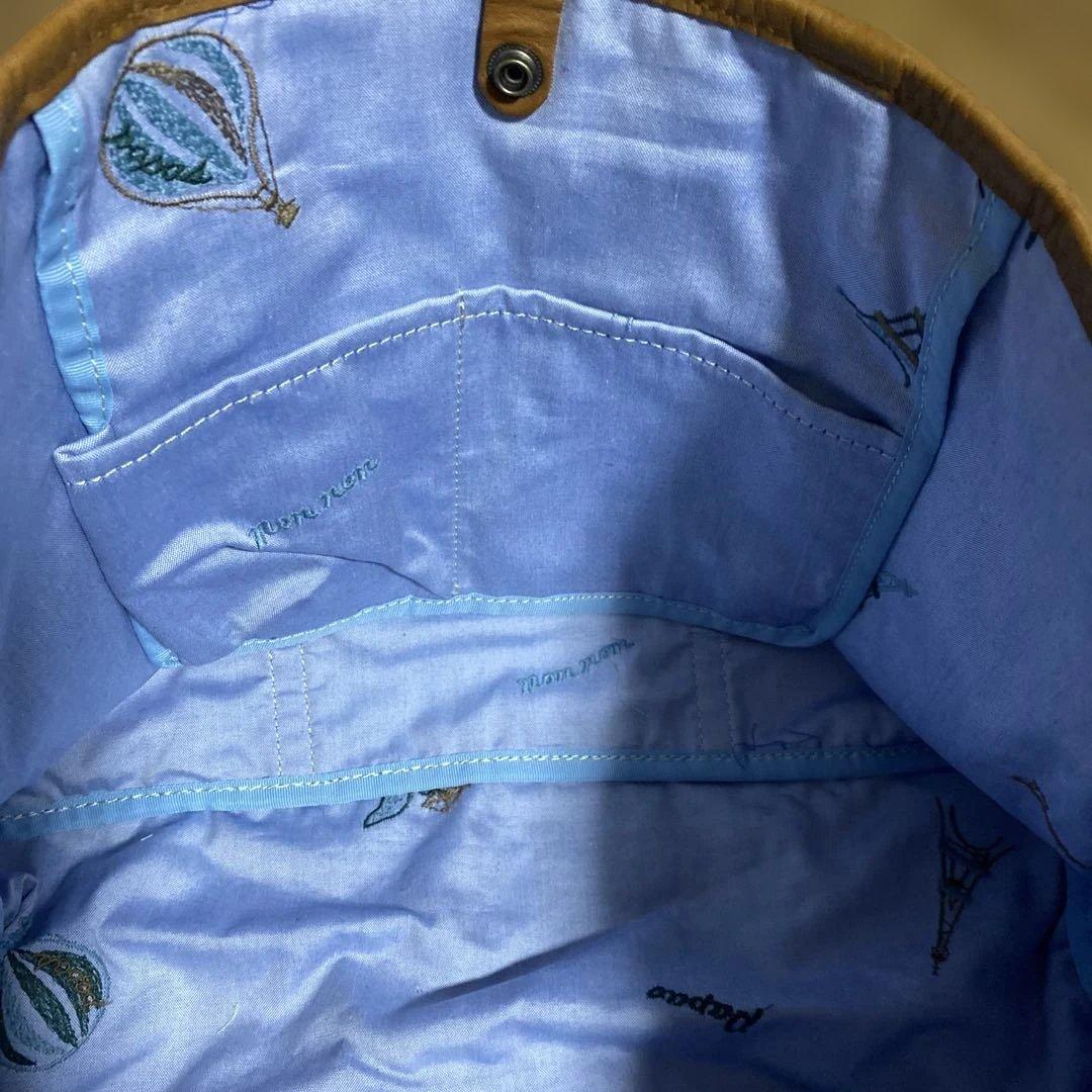 NONNON 刺繍コットン　トートバッグ