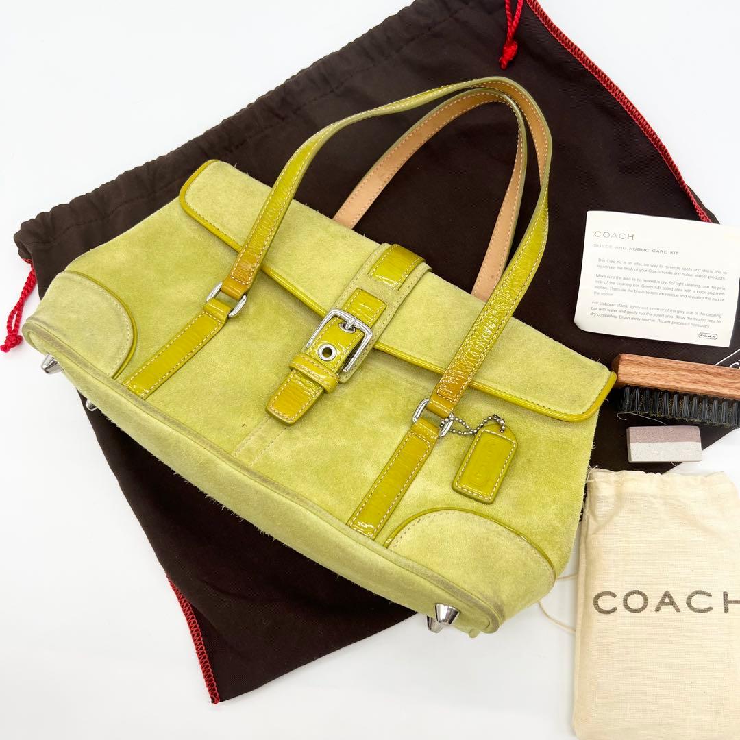 バッグ Coach Tote Bag Soho Suede Yellow-Green