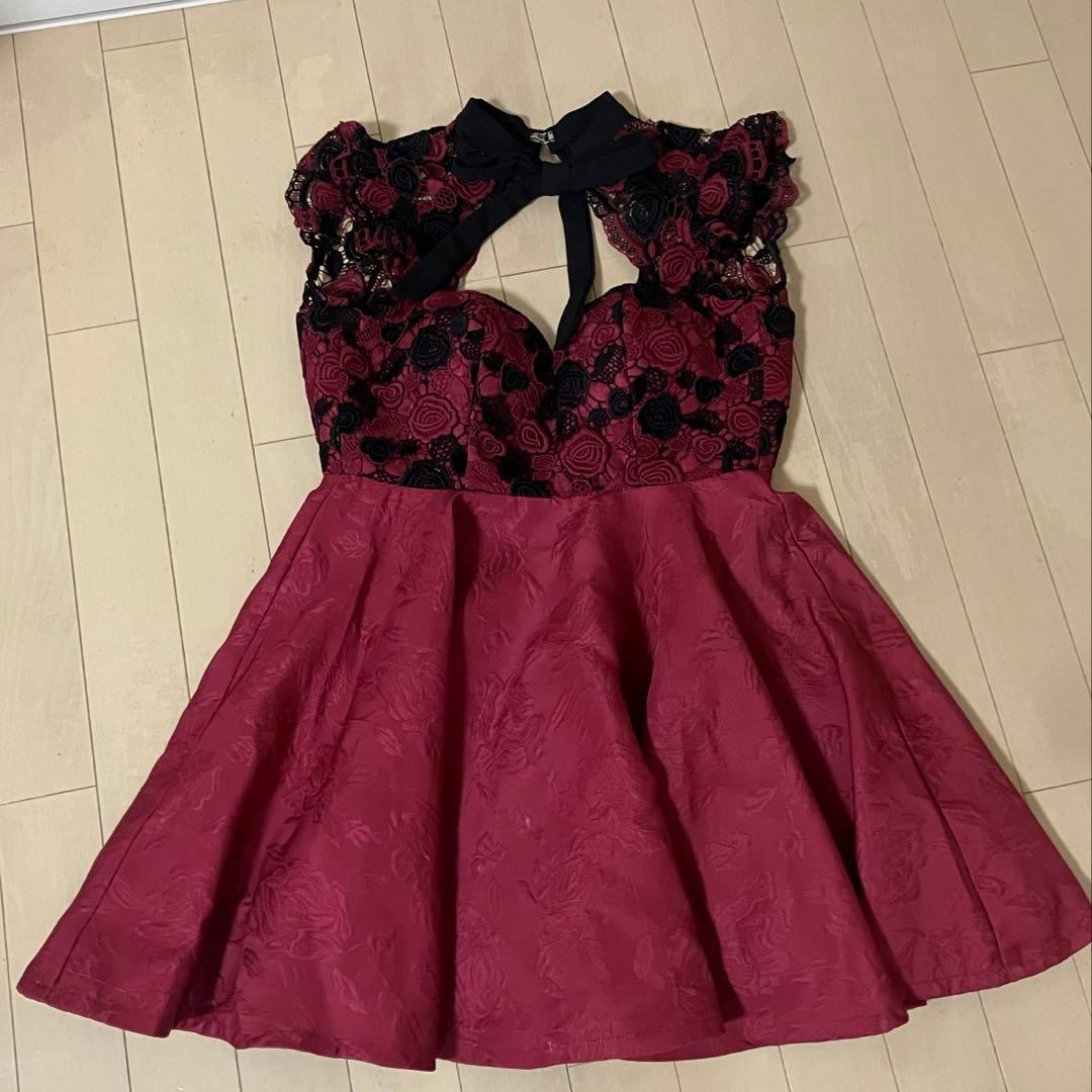 ROBE de FLEURS 赤 Aラインドレス Sサイズ　クリスマス　ワンピ