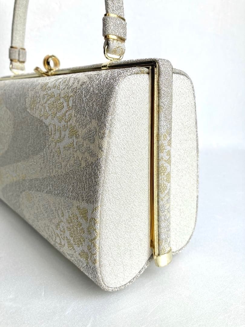 高級和装バック草履セット ホワイトシルバーに金銀糸 上品で聡明な佇まい ご入学式