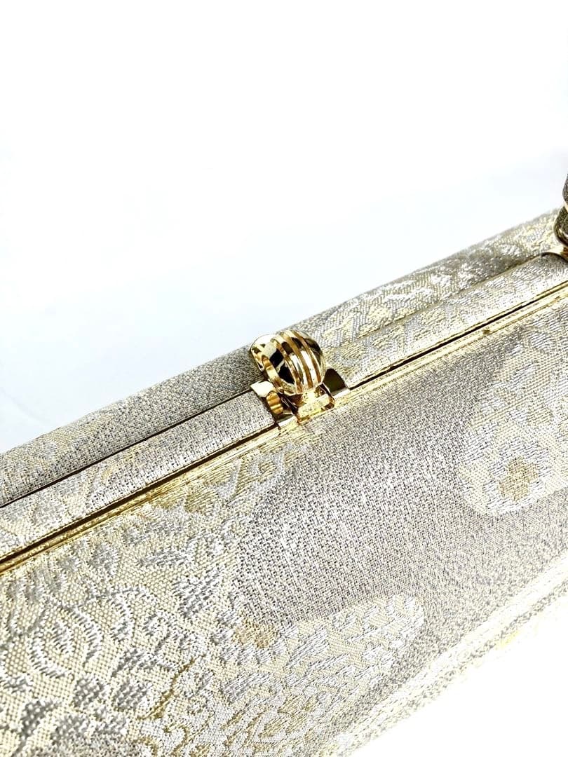 高級和装バック草履セット ホワイトシルバーに金銀糸 上品で聡明な佇まい ご入学式