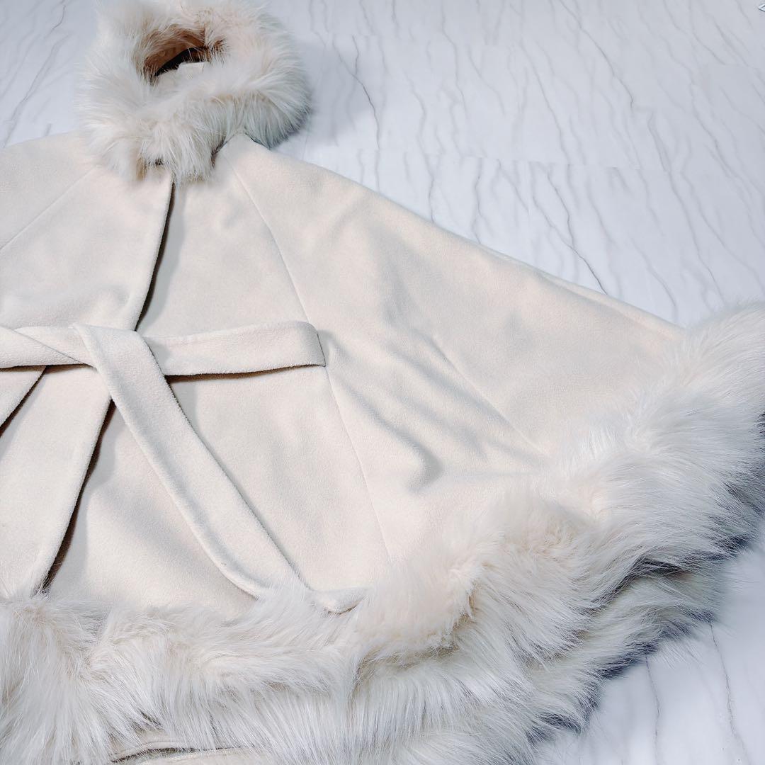  PARTY ロイヤルパーティー フードファーケープコート ポンチョ