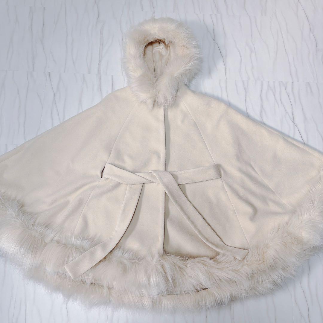  PARTY ロイヤルパーティー フードファーケープコート ポンチョ