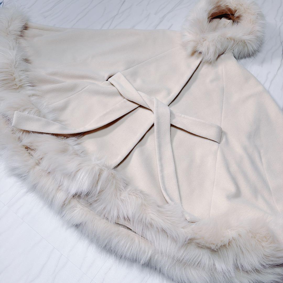  PARTY ロイヤルパーティー フードファーケープコート ポンチョ