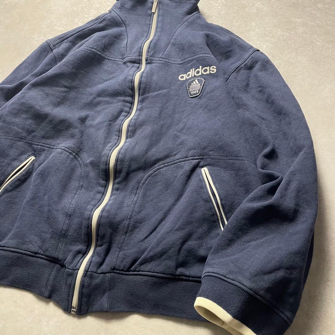 00sadidasスウェットトラックジャケットフェードダークネイビージャージ短丈