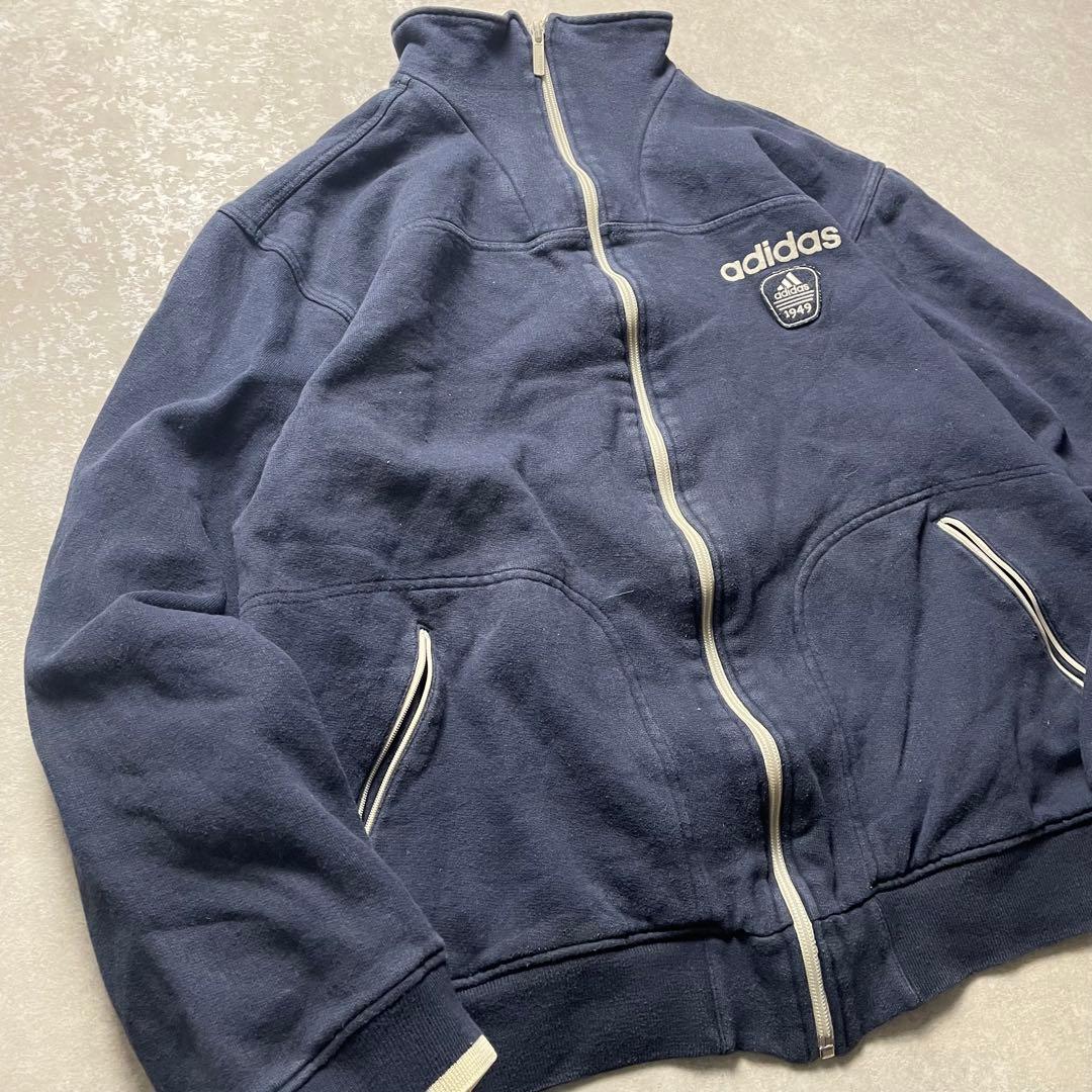 00sadidasスウェットトラックジャケットフェードダークネイビージャージ短丈