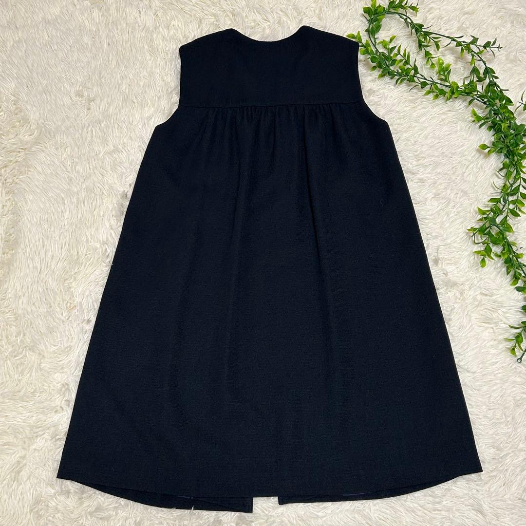 高級 Vin 手洗い可 ポイント　パール　ジレ ヤマダヤ　ネイビー　紺 着用感L