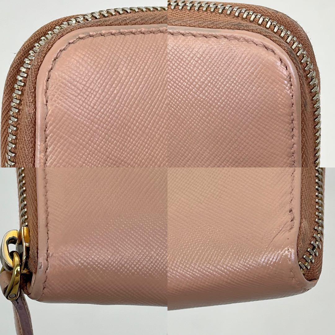 PRADA 長財布 ラウンドファスナー 三角ロゴ ゴールド金具 ピンクベージュ