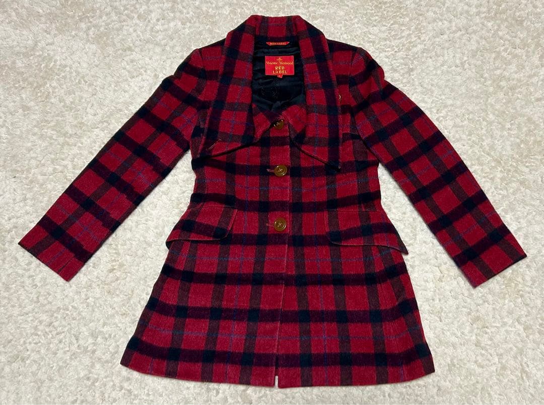 Vivienne Westwood ウールコート 赤 チェック柄