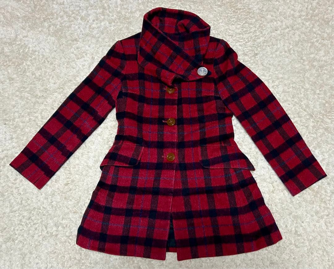 Vivienne Westwood ウールコート 赤 チェック柄