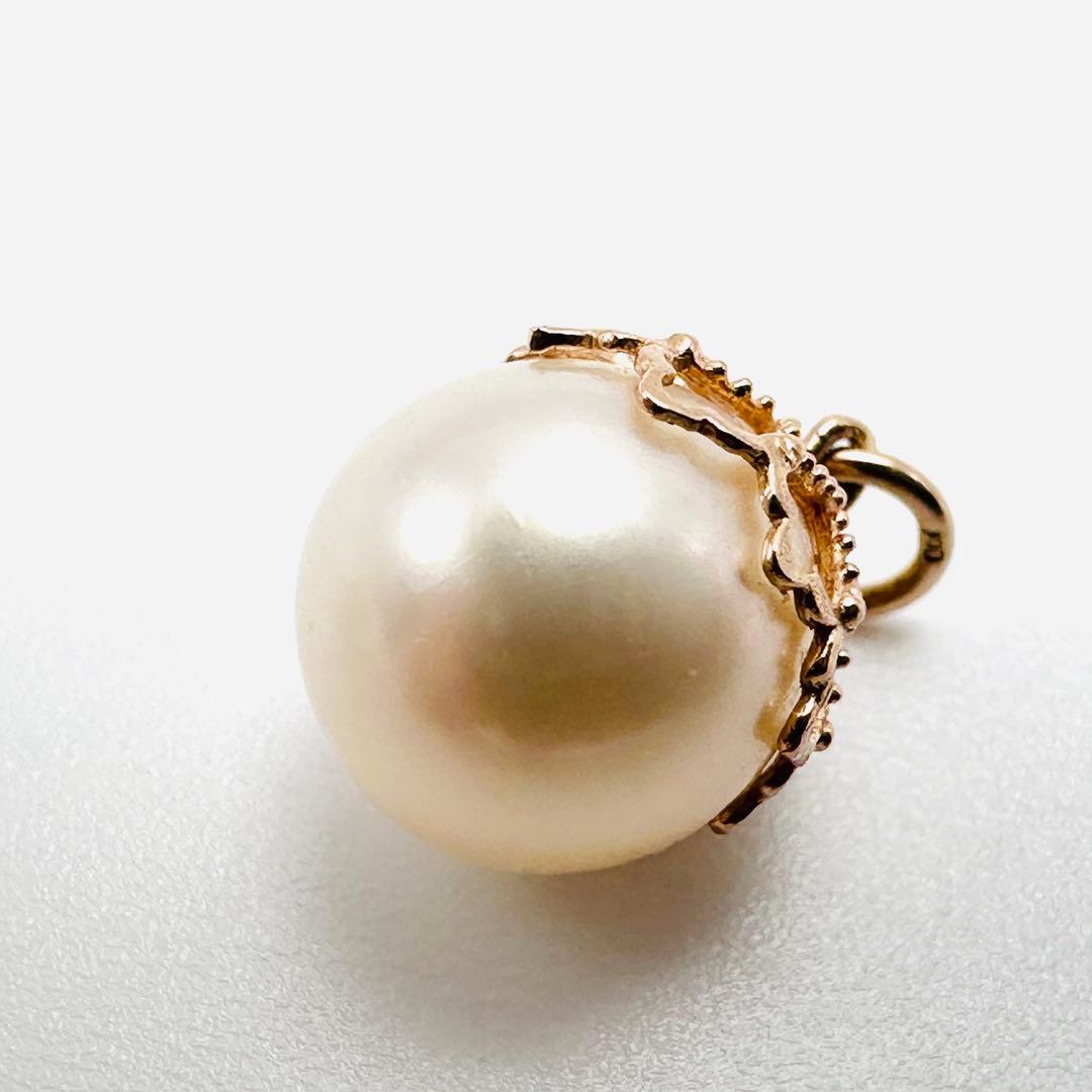 agete ピアスチャーム　パール　ミル打ち　透かし　k10刻印