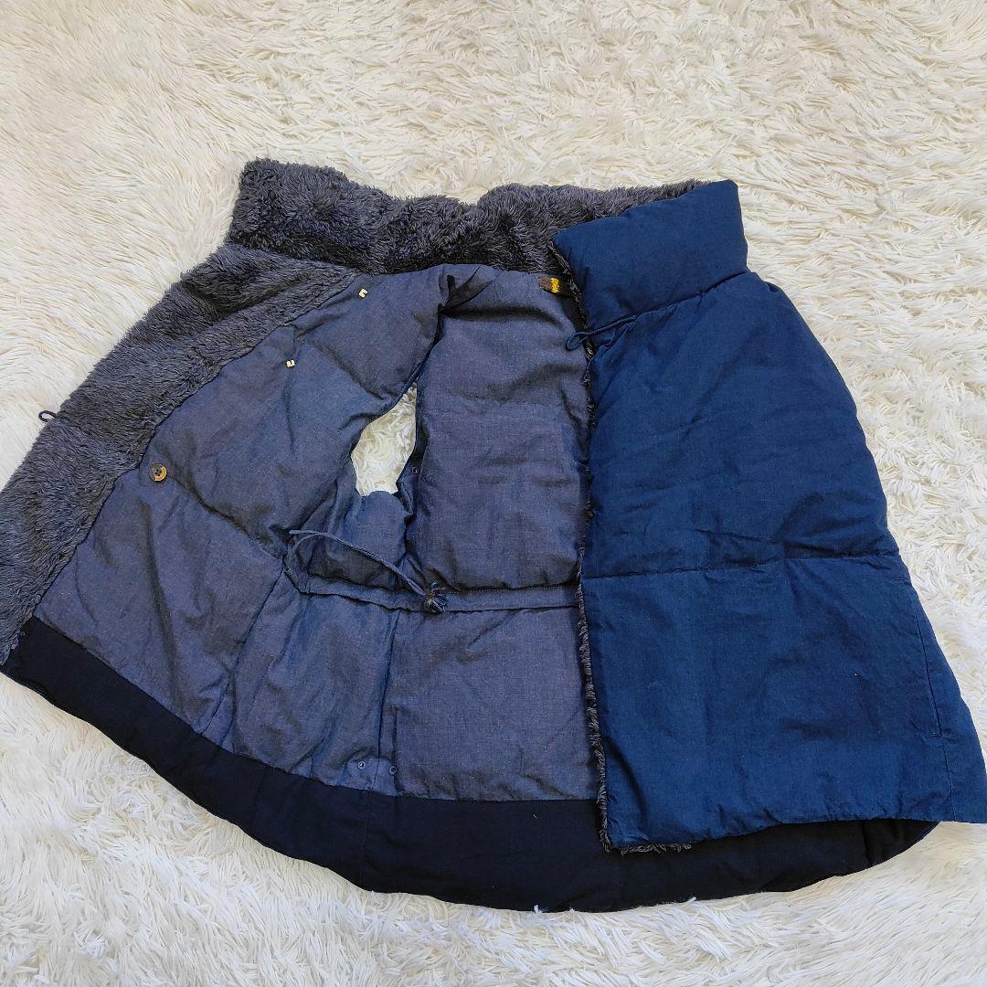 【レア】45r インディゴ染め リバーシ ブル ダウンベスト 藍染め　ボア　毛糸