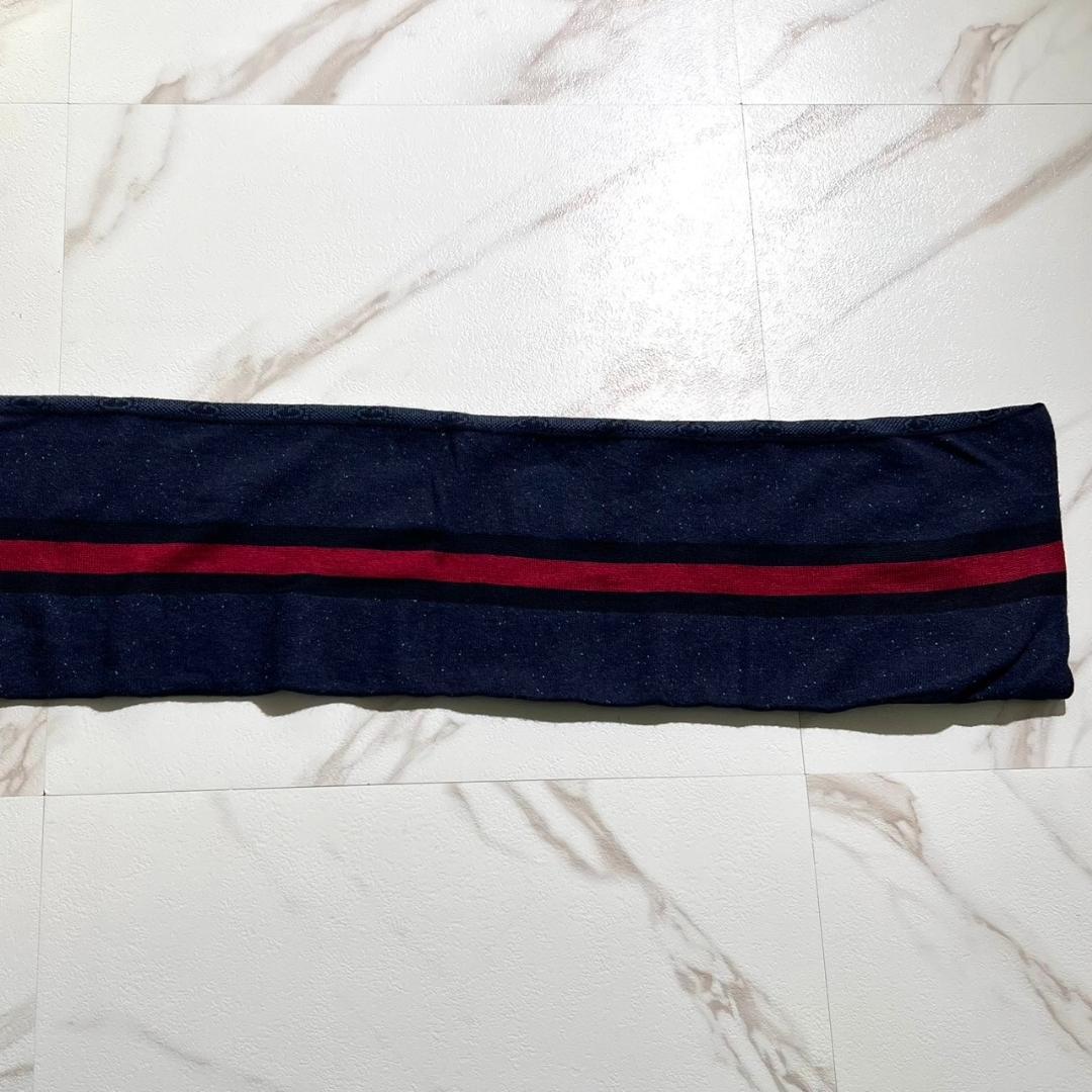 Gucci GG シェリーライン マフラー リバーシブル ロゴ シグネチャー 青