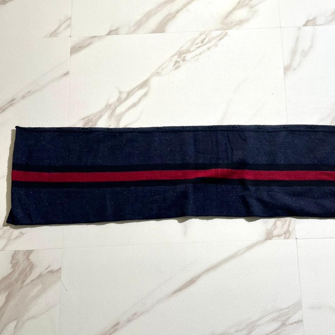 Gucci GG シェリーライン マフラー リバーシブル ロゴ シグネチャー 青