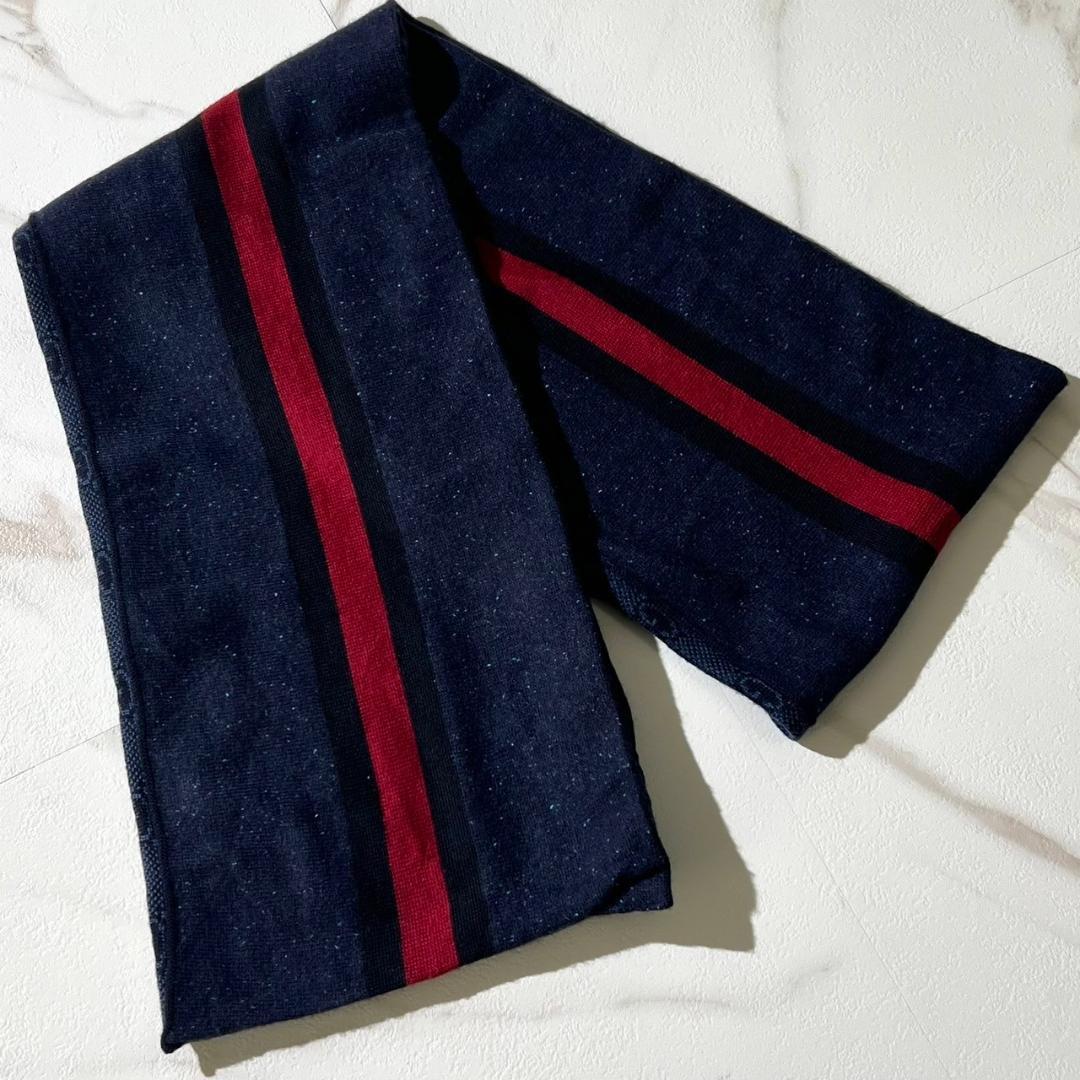 Gucci GG シェリーライン マフラー リバーシブル ロゴ シグネチャー 青