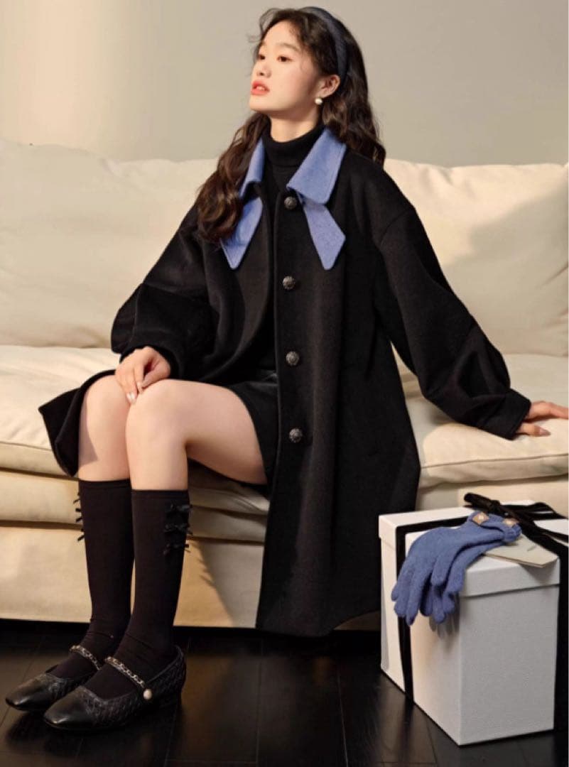 リボンカラーコート Sサイズ シンプル 綺麗 イイ女 冬アウター