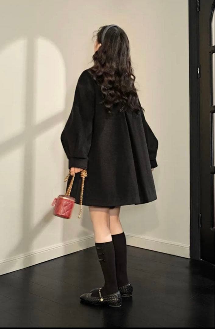 リボンカラーコート Sサイズ シンプル 綺麗 イイ女 冬アウター