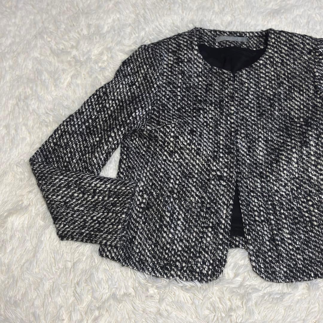 theory luxe セオリーリュクス ノーカラージャケット ミックスツイード