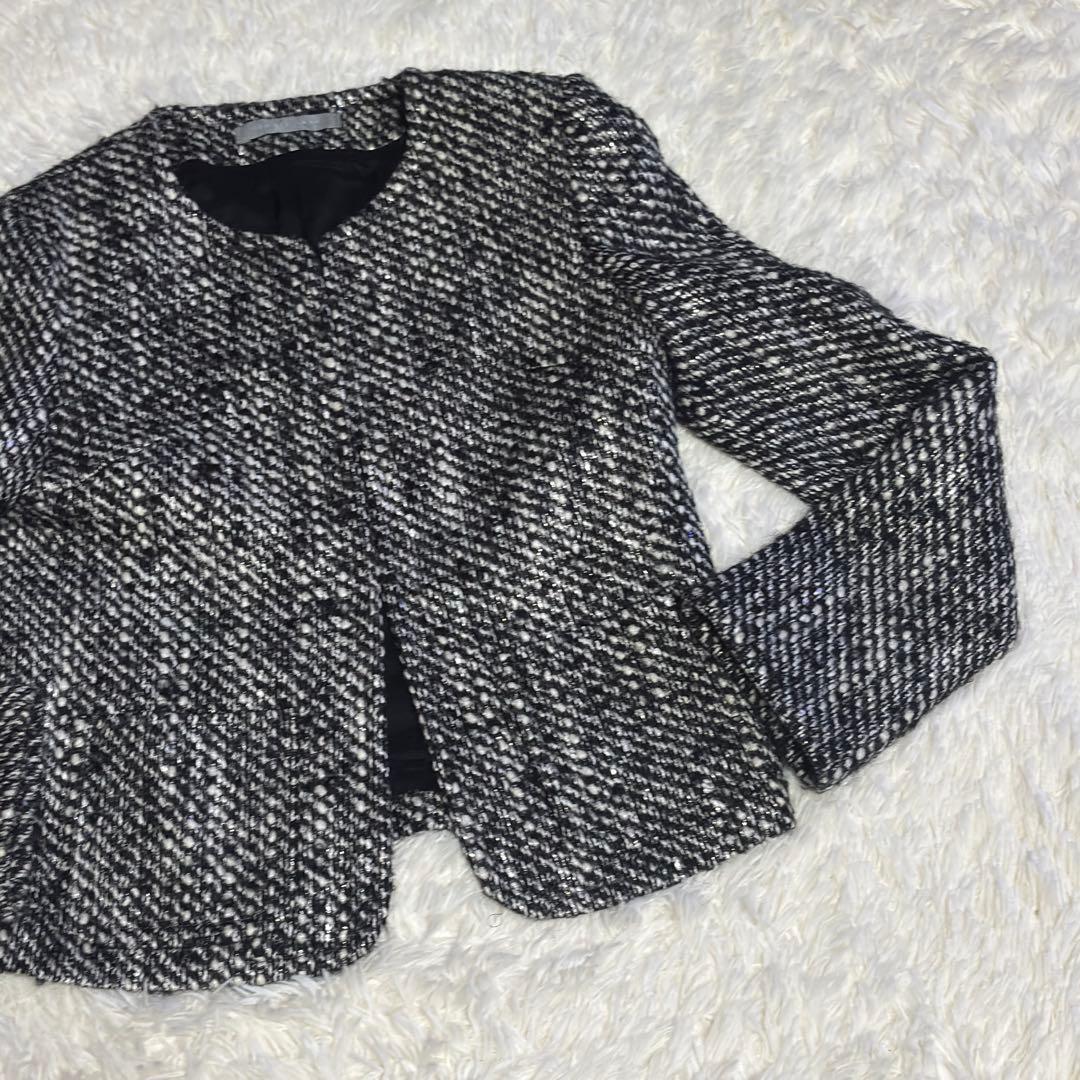 theory luxe セオリーリュクス ノーカラージャケット ミックスツイード