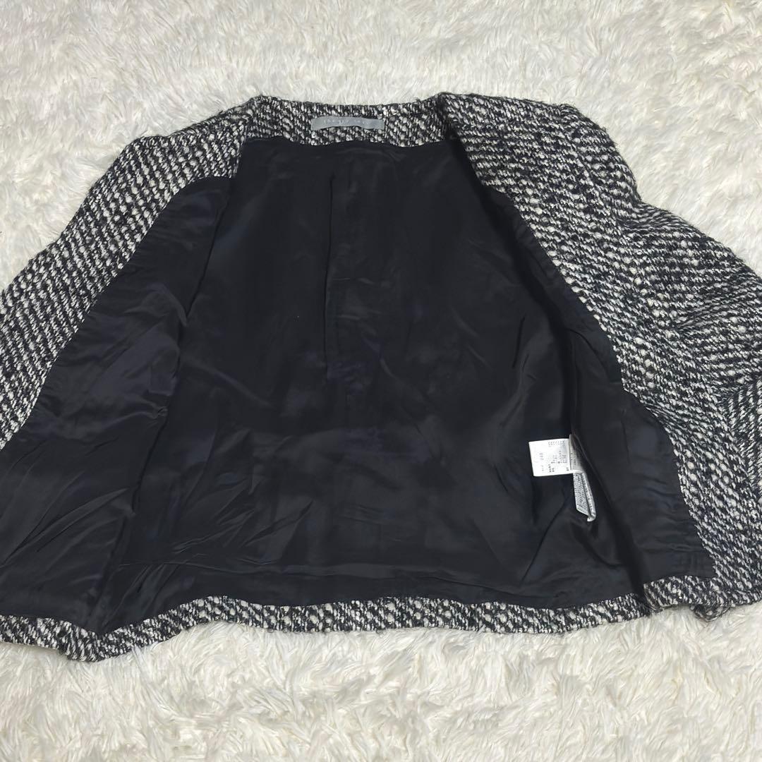 theory luxe セオリーリュクス ノーカラージャケット ミックスツイード