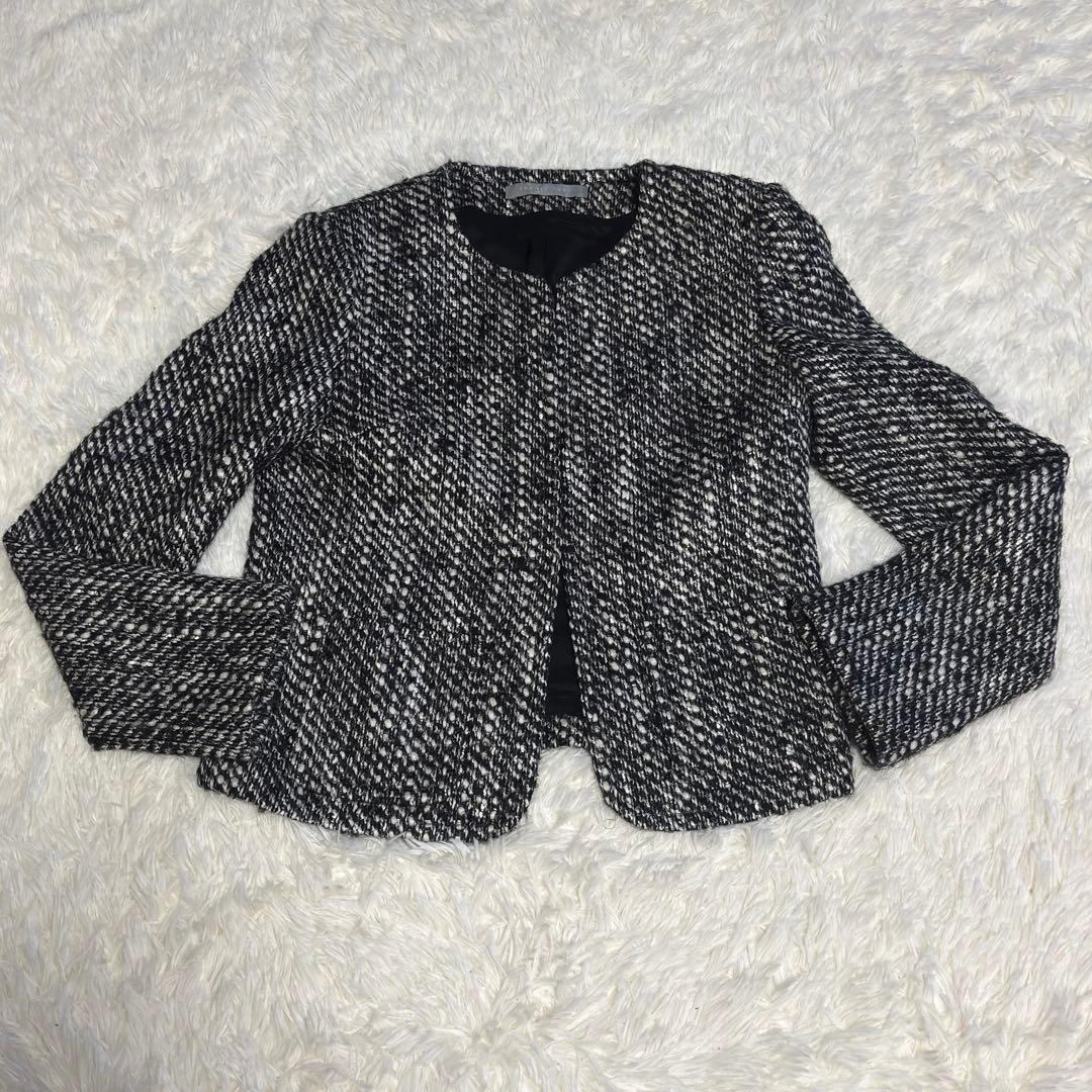 theory luxe セオリーリュクス ノーカラージャケット ミックスツイード