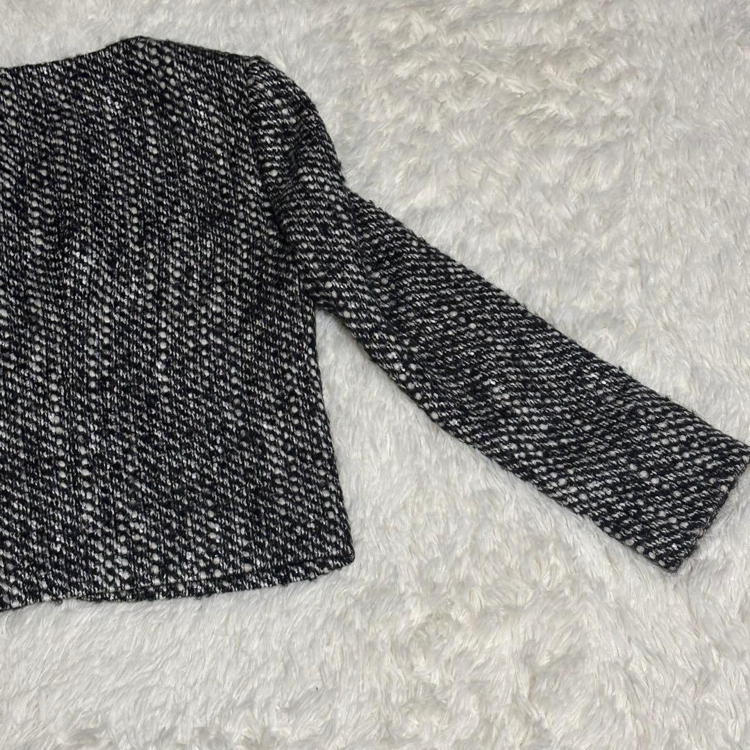 theory luxe セオリーリュクス ノーカラージャケット ミックスツイード