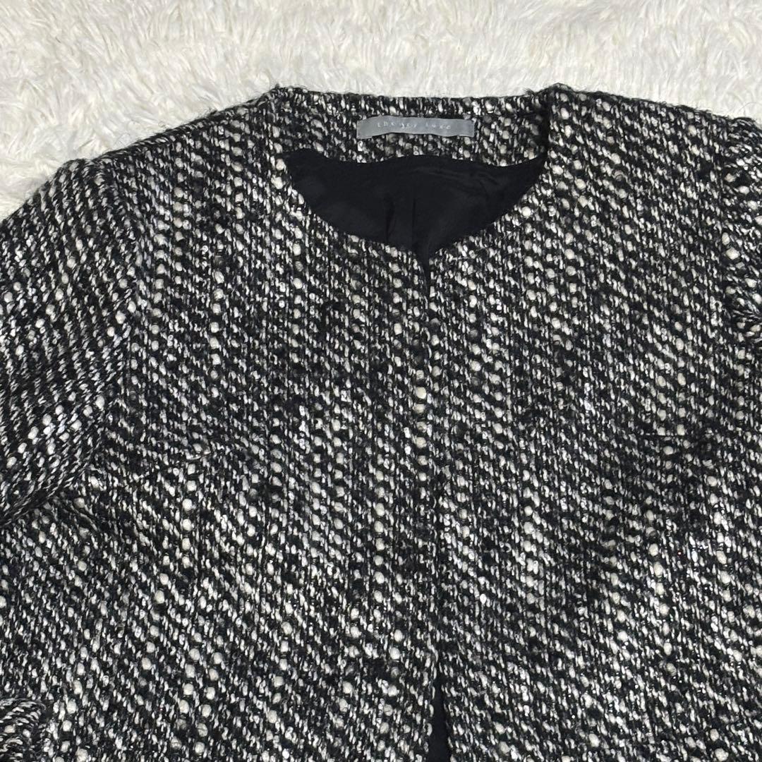 theory luxe セオリーリュクス ノーカラージャケット ミックスツイード