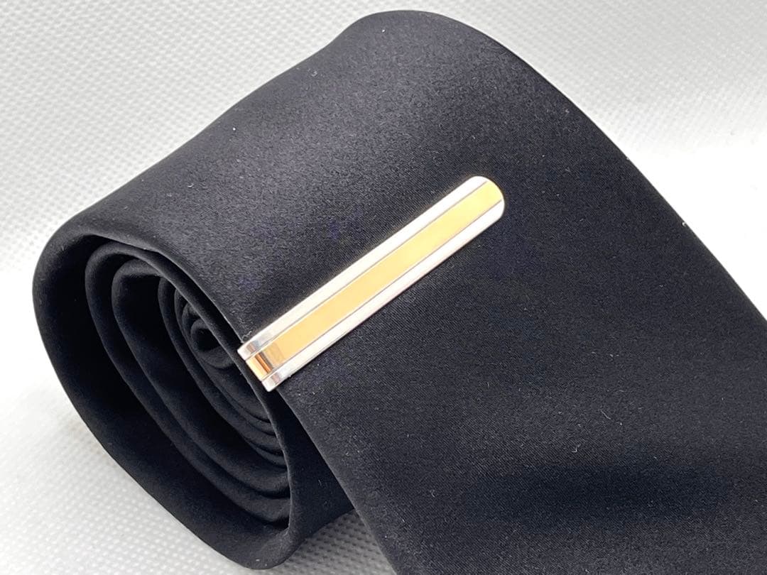 c304 希少ティファニー　ゴールドライン　コンビ　ネクタイピン　18K/925