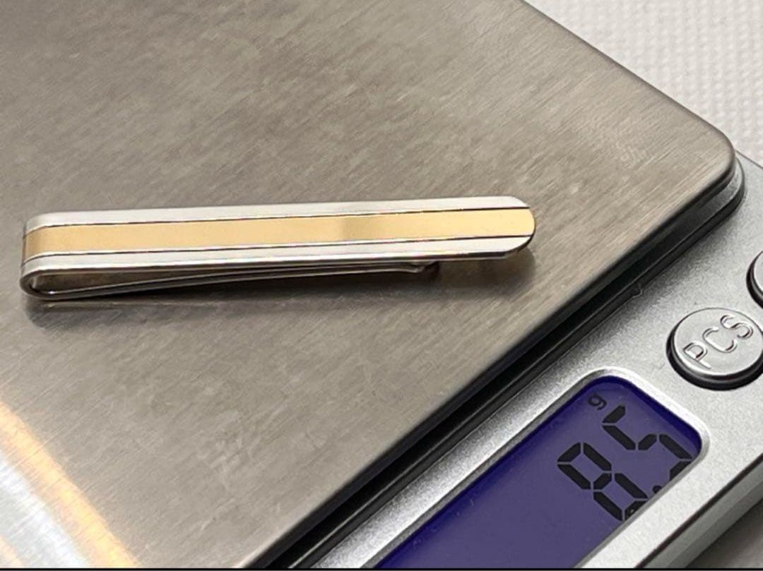 c304 希少ティファニー　ゴールドライン　コンビ　ネクタイピン　18K/925