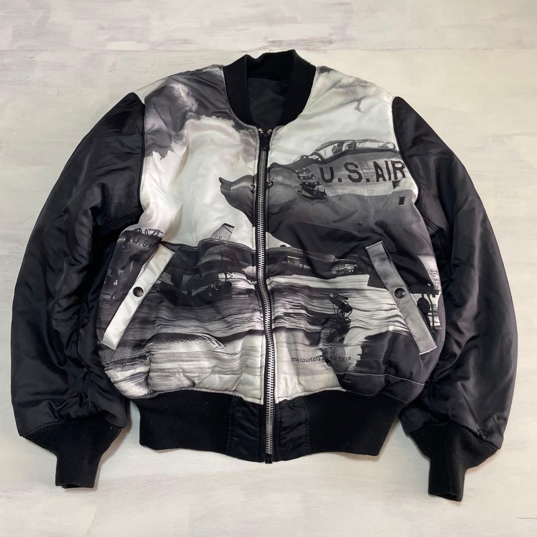 レア　ALPHA 中綿　肉厚 MA-1 ブラック　黒　air force L