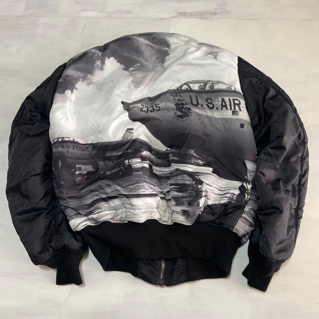 レア　ALPHA 中綿　肉厚 MA-1 ブラック　黒　air force L
